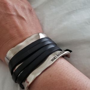 Uno de 50 Leather Wrap Cuff Bracelet
